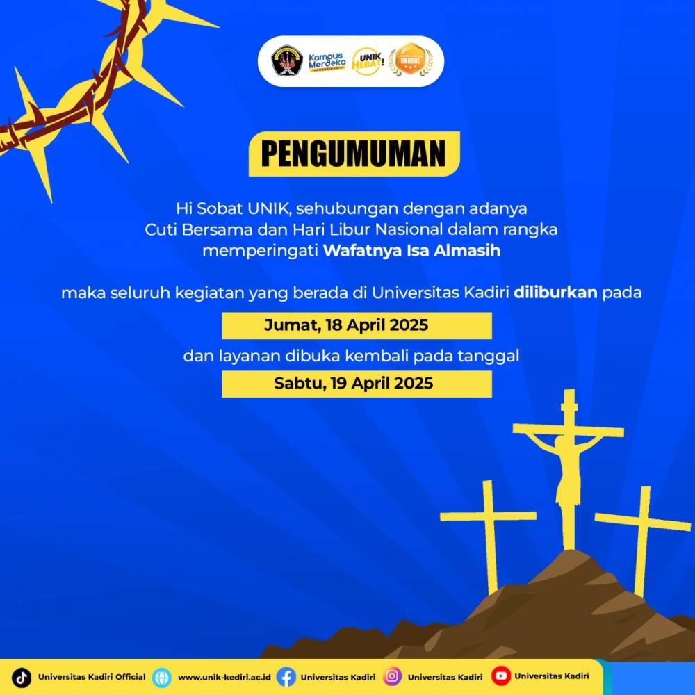 PENGUMUMAN: Penyesuaian Pelayanan Universitas Kadiri dalam Rangka Libur Nasional