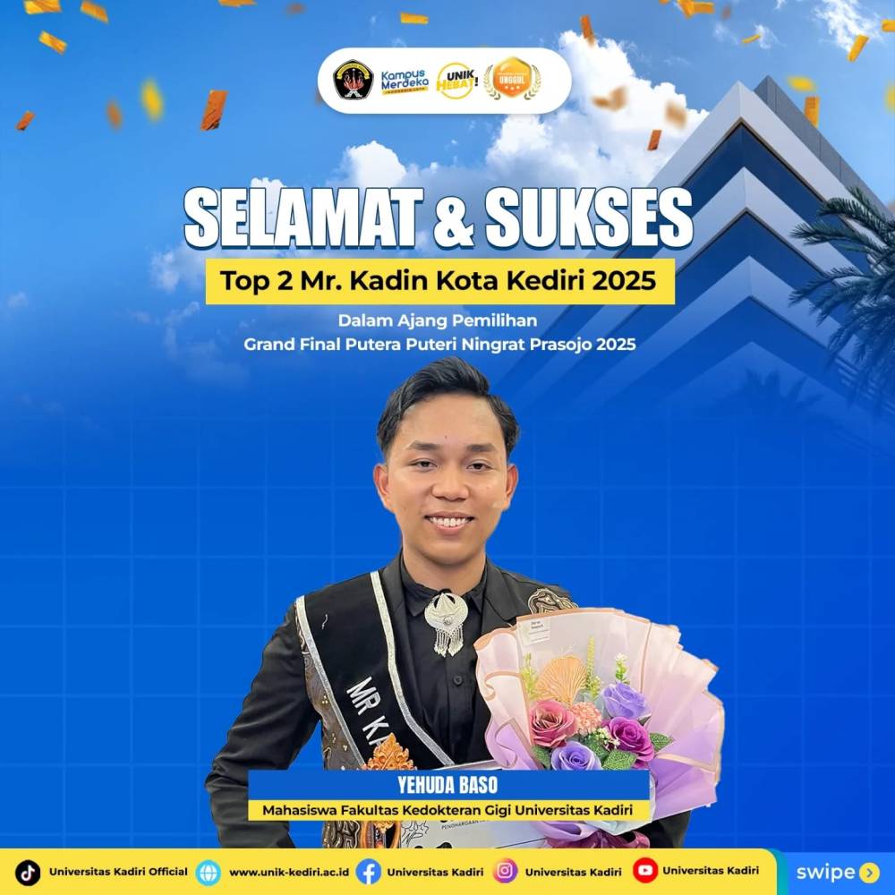 Prestasi Membanggakan: Mahasiswa Fakultas Kedokteran Gigi Universitas Kadiri Raih Top 2 Mr. Kadin Kota Kediri 2025