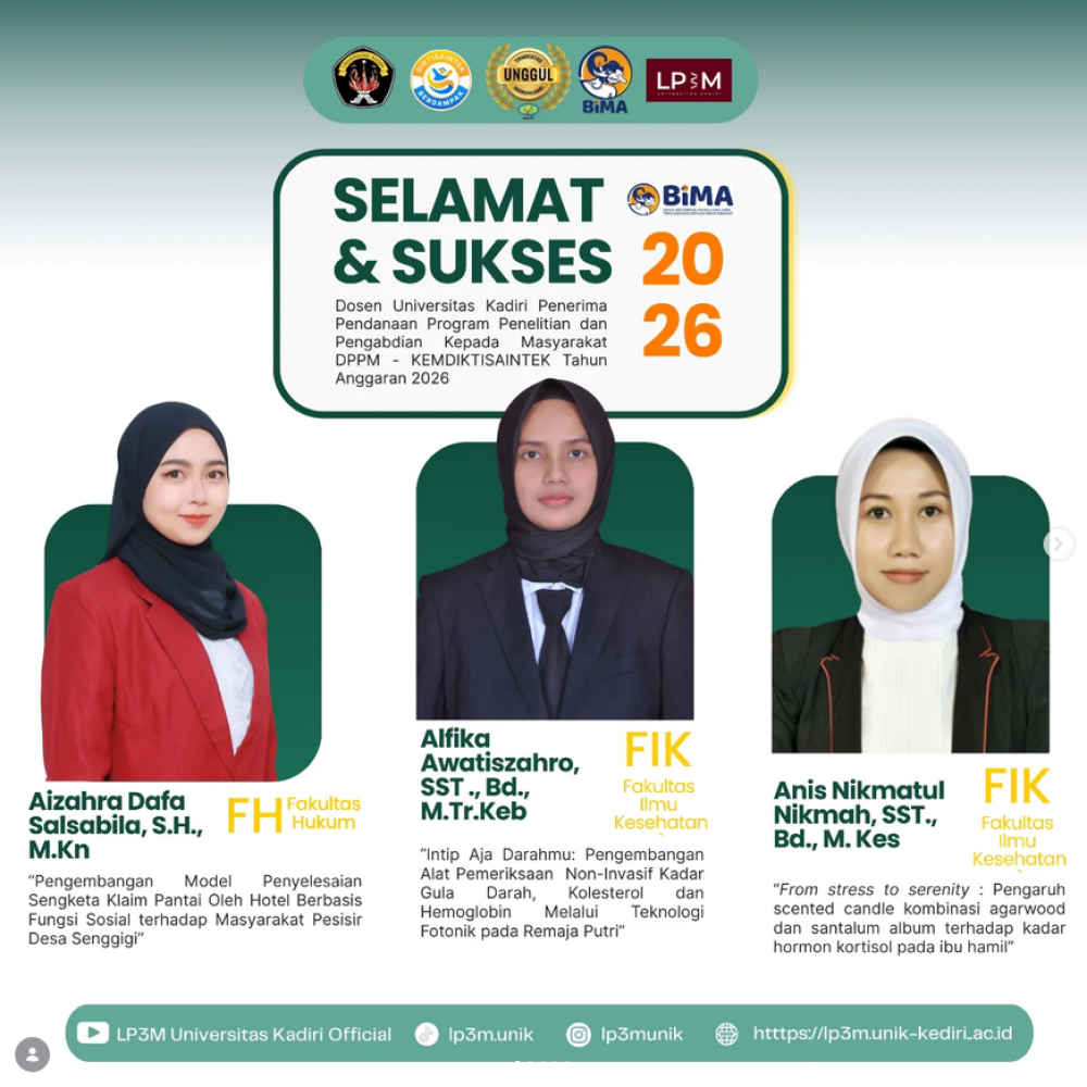 Dosen Universitas Kadiri Raih Pendanaan Program Hibah BIMA Tahun Anggaran 2026