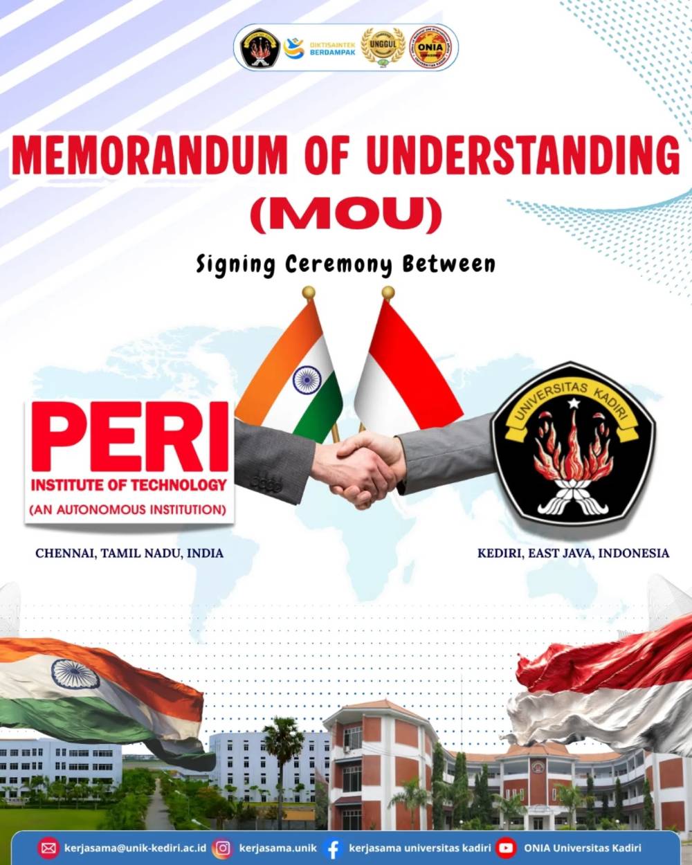 Universitas Kadiri Jalin Kerja Sama Internasional dengan PERI Institute of Technology, India