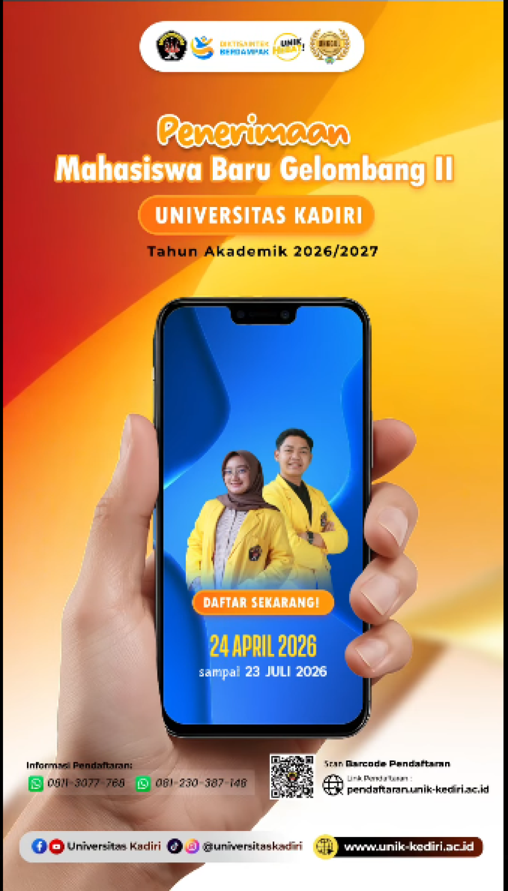 Pendaftaran Mahasiswa Baru Gelombang II TA 2026/2027 Resmi Dibuka, Universitas Kadiri Siap Dampingi Langkah Akademik Anda