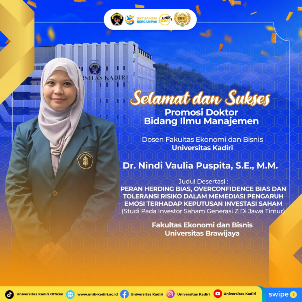 Selamat dan Sukses atas Promosi Doktor Dr. Nindi Vaulia Puspita, S.E., M.M.
