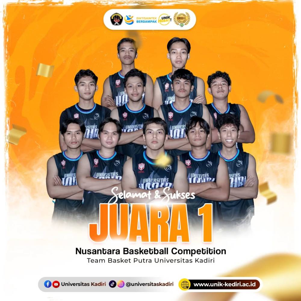 Tim Basket Putra Universitas Kadiri Raih Juara 1 Nusantara Basketball Competition