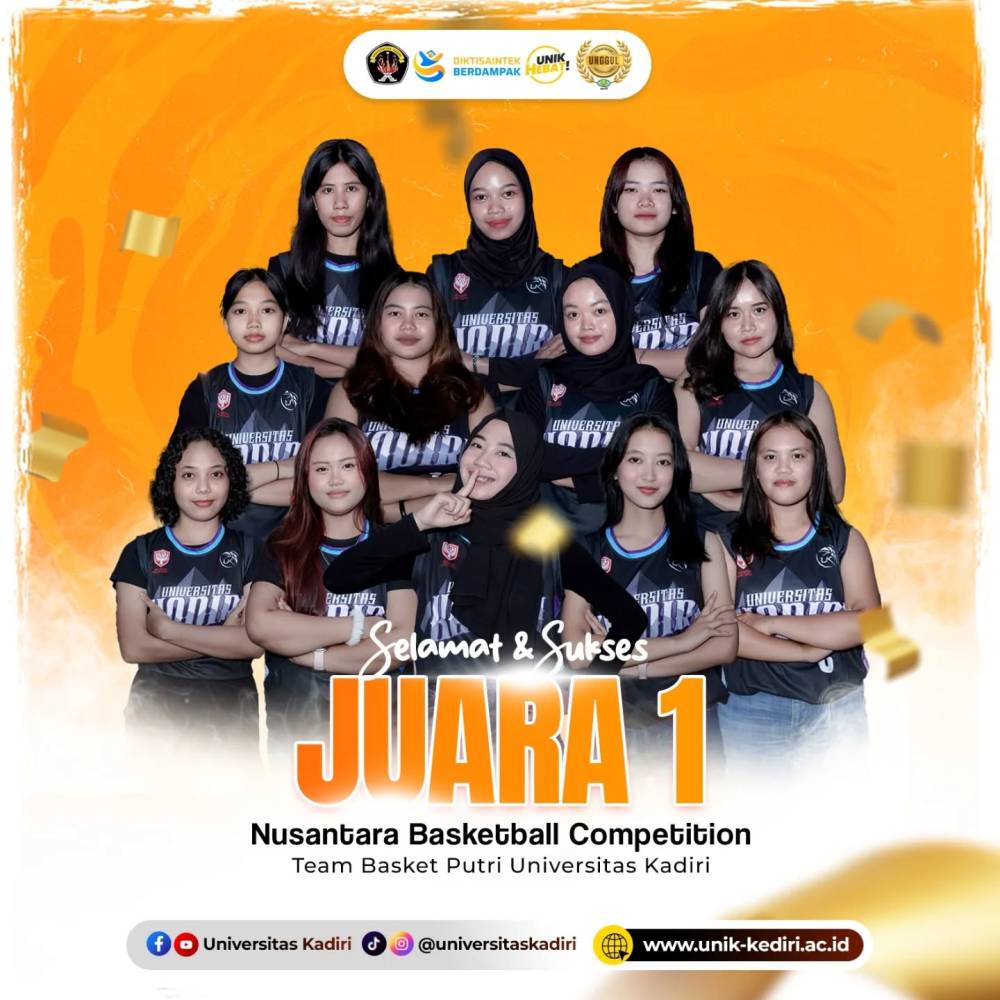 Tim Basket Putri Universitas Kadiri Raih Juara 1 Nusantara Basketball Competition