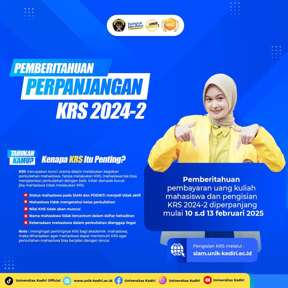 Universitas Kadiri Umumkan Perpanjangan Pengisian KRS 2024-2 hingga 13 Februari 2025