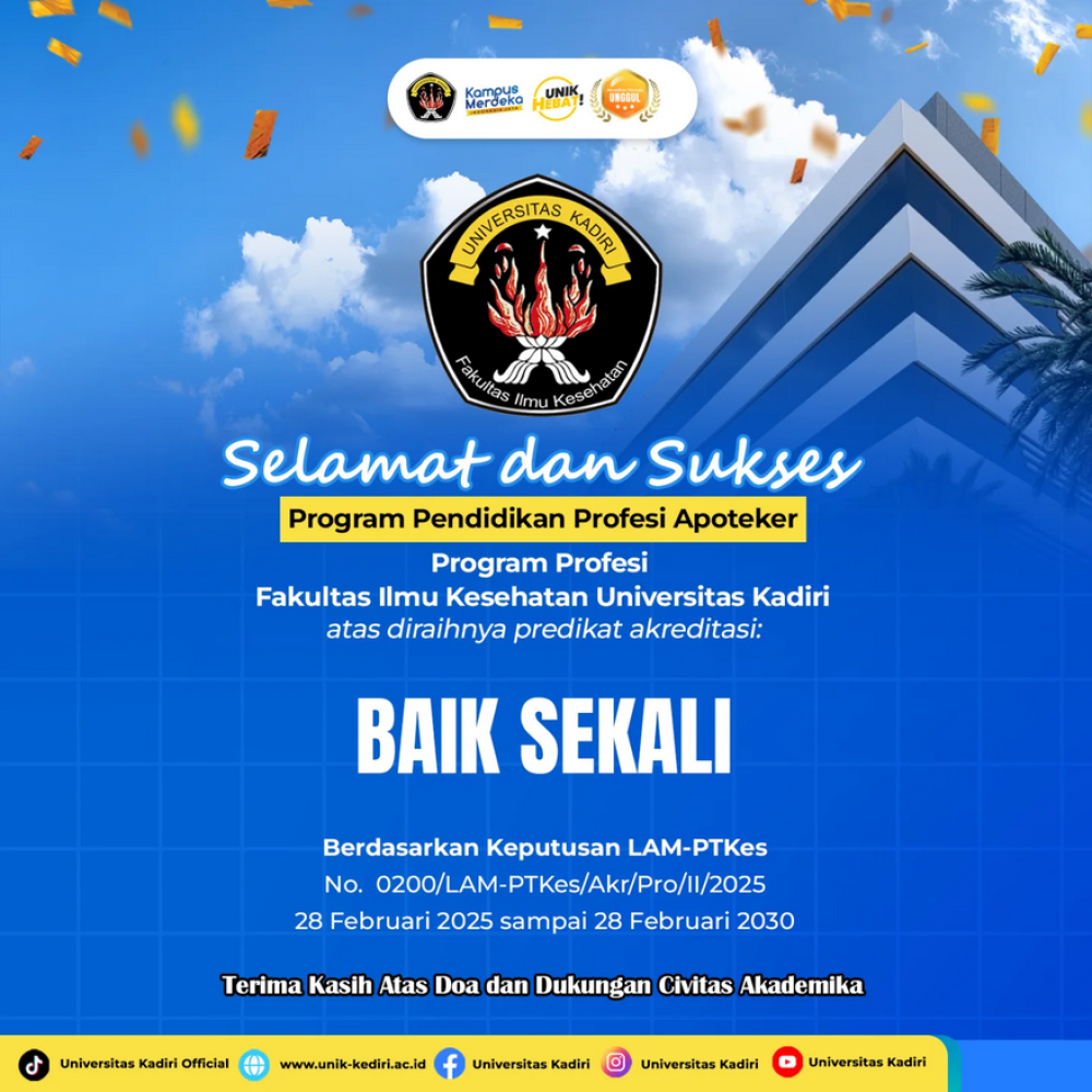Program Pendidikan Profesi Apoteker Universitas Kadiri Raih Akreditasi "Baik Sekali" dari LAM-PTKes