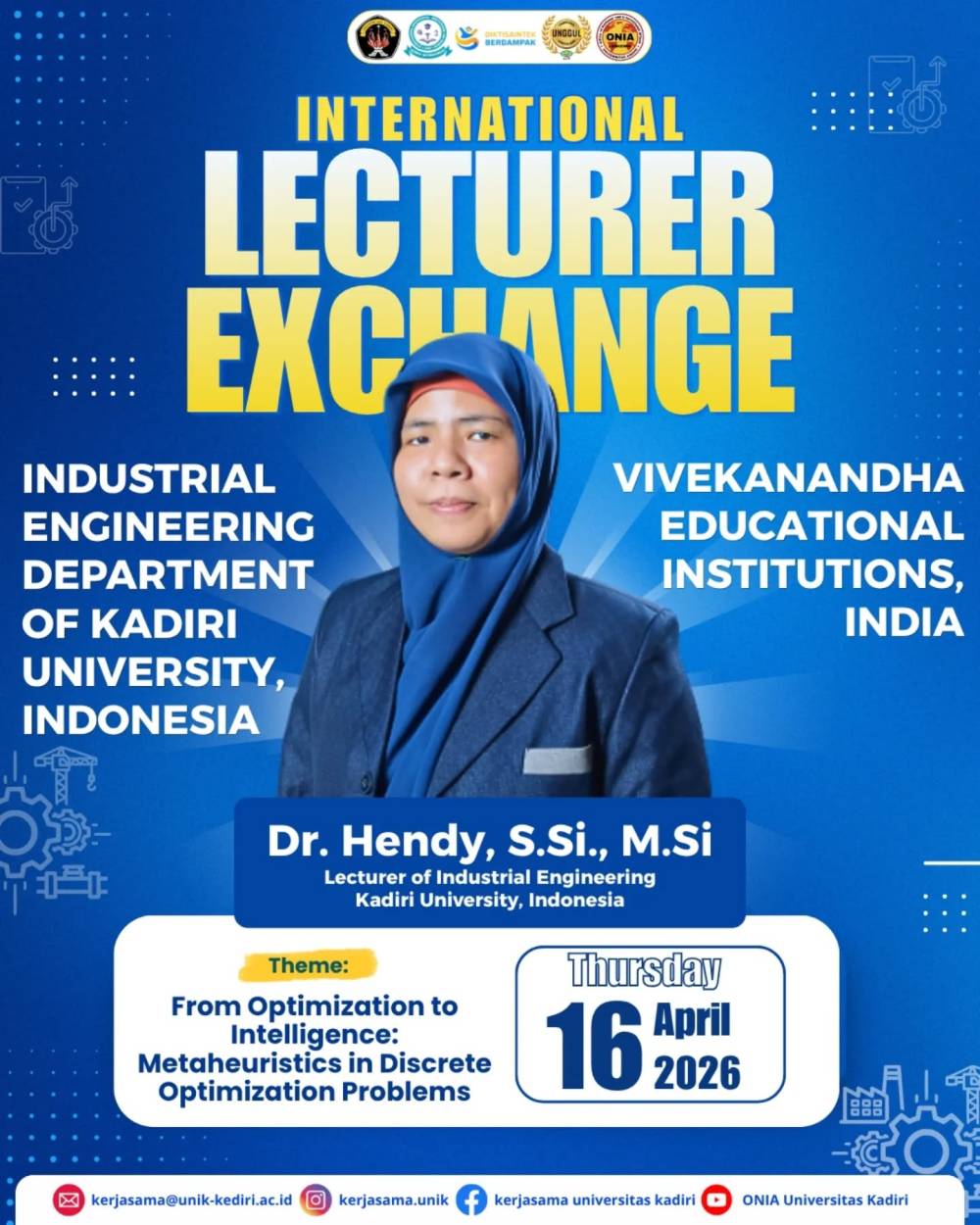 International Lecturer Exchange: Teknik Industri Universitas Kadiri Jalin Kolaborasi Akademik dengan India