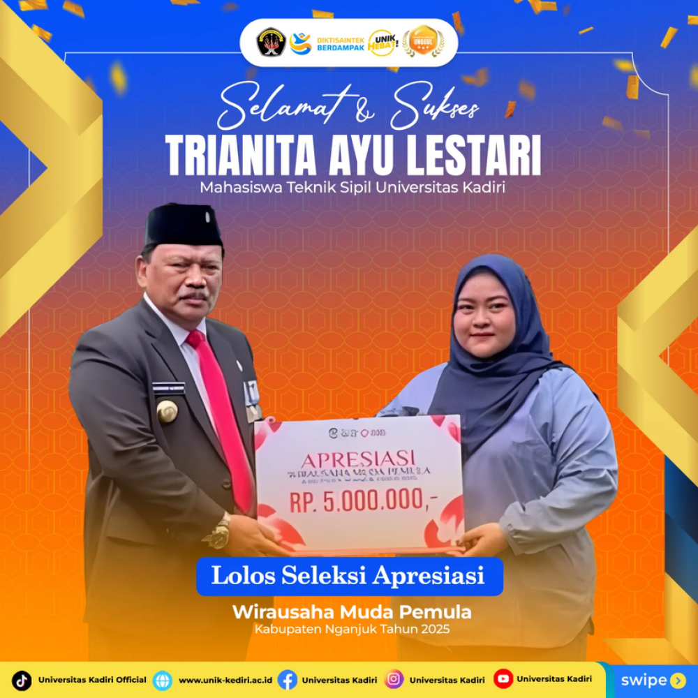 Mahasiswa Teknik Sipil Universitas Kadiri Lolos Seleksi Apresiasi Wirausaha Muda Pemula Kabupaten Nganjuk 2025