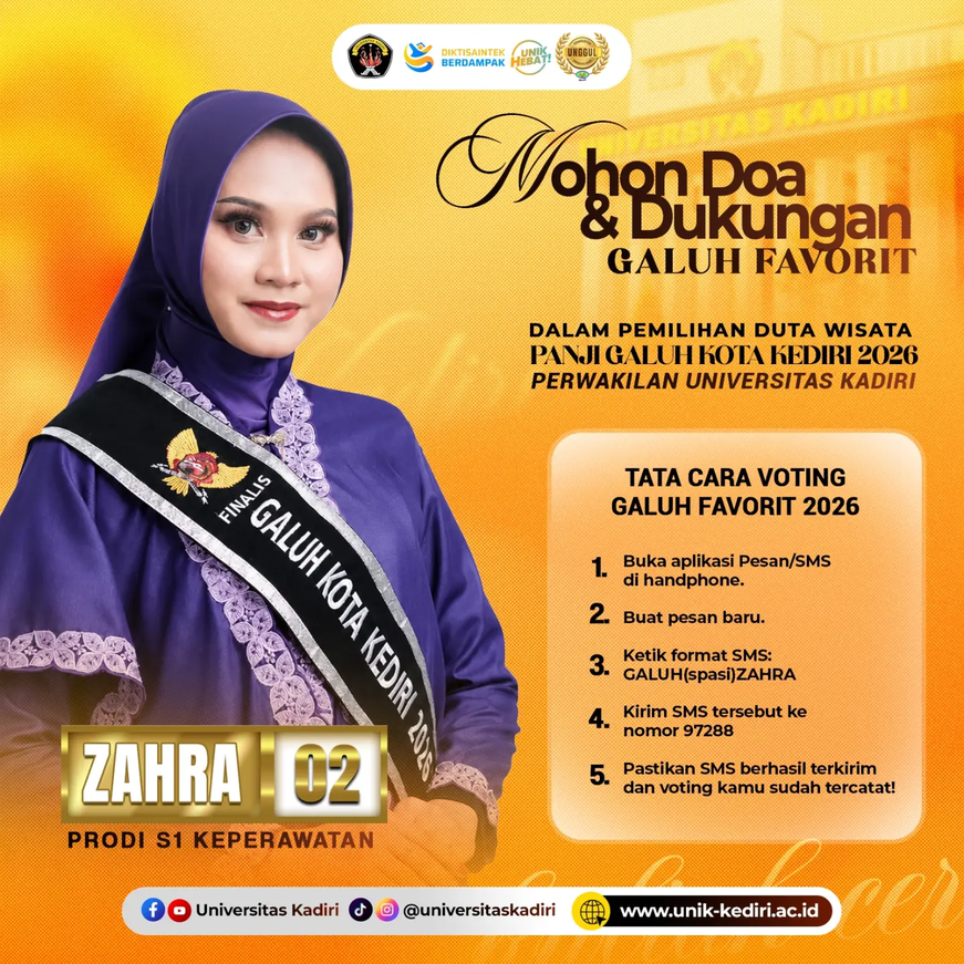 Dukungan untuk Zahra, Finalis Galuh Favorit Kota Kediri 2026 Perwakilan Universitas Kadiri